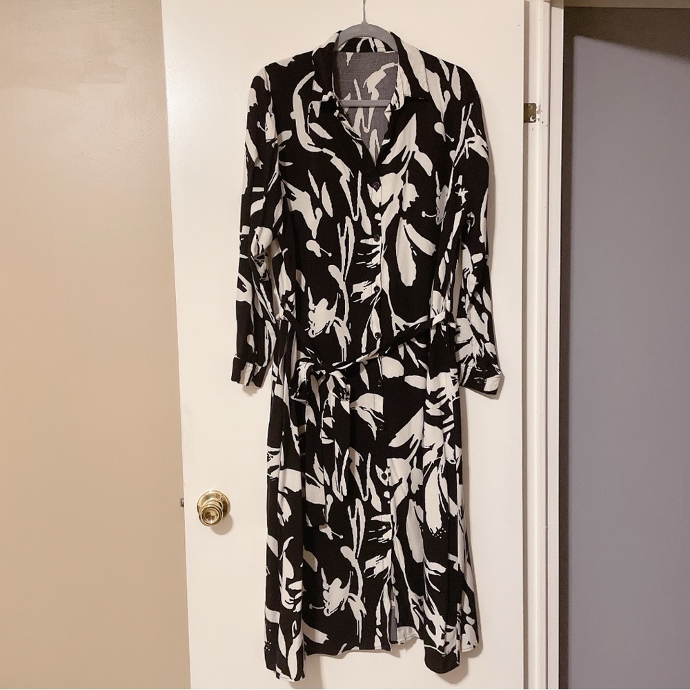 Shein Black and White Floral Dress Size 2XL